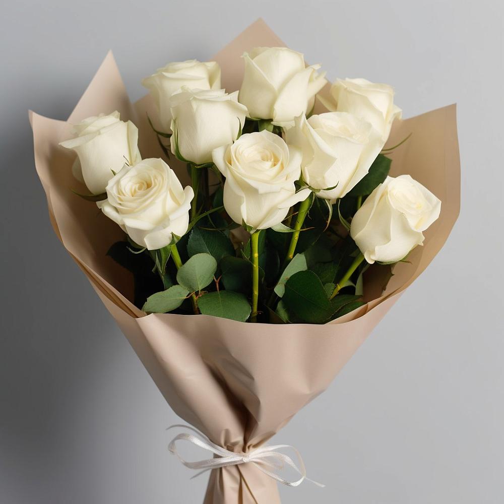 Букет 9 Белых роз Эдлесс Лав в Варениковском