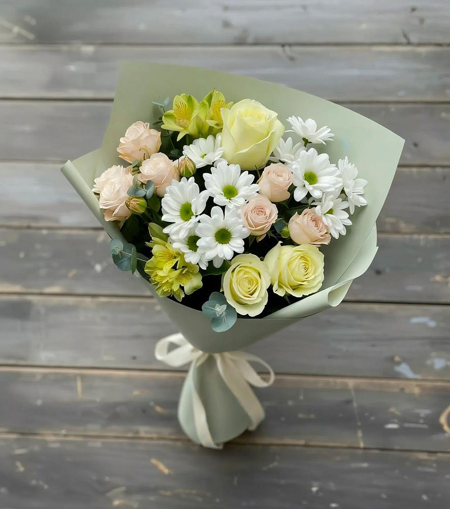 Букет цветов из: Альстромерии, Розы и Хризантемы в Варениковском
