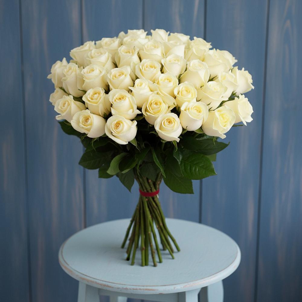 Букет 51 Белая роза Эдлесс Лав в Варениковском