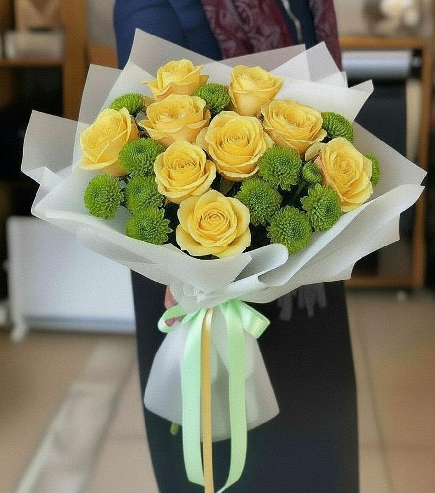 Букет цветов из: Хризантемы и Розы в Варениковском