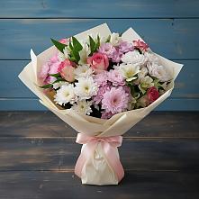 Букет цветов из:  Хризантемы, Альстромерии и Розы #REPLACE_PRED# Варениковском