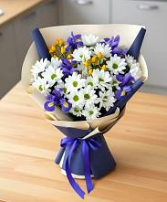 Букет цветов из:  Розы, Ирисы и Хризантемы в Варениковском